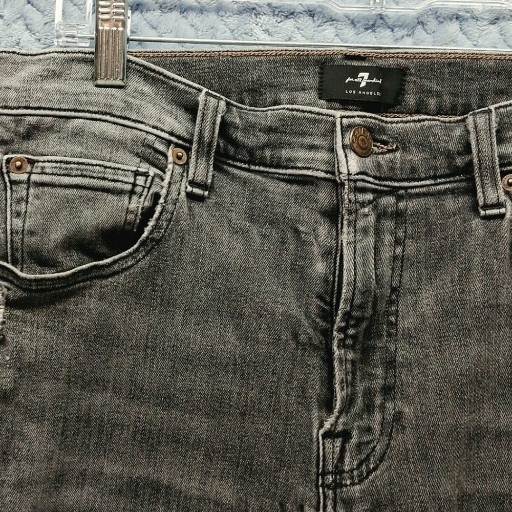7 For All Mankind Adrien Slim Tapered Grey Denim Jeans 31x29 Distressed stretch